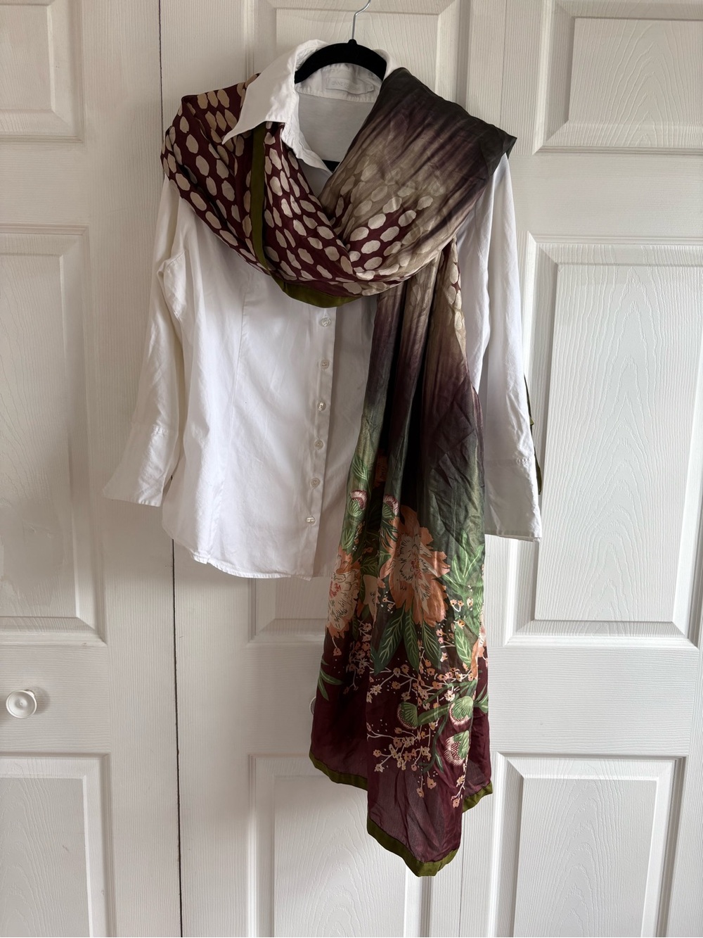 Unbranded Extra Large Silk Floral Polka Dot Purple Green Scarf Cover Up Boho